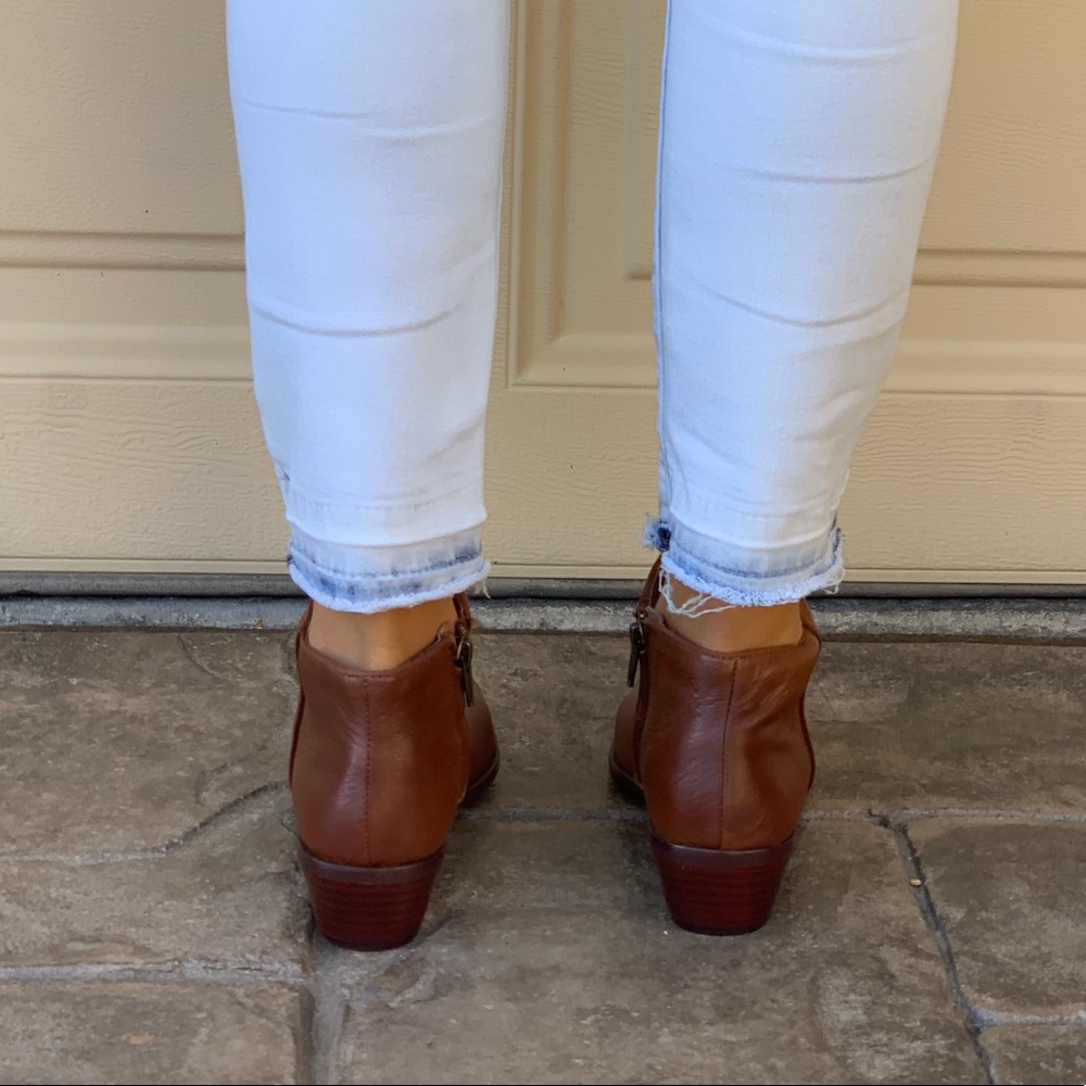 Texas Cognac Leather Low Heel Ankle Booties - Picture 3 of 8